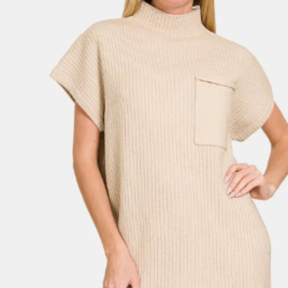 Dresses & Skirts - #162 REDUCED!! SWEATER DRESS SHORT SLEEVE RIBBED